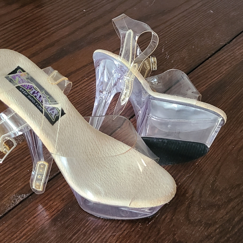 Fantasia pleaser platform dancing clear heels heel 6" 6 inch